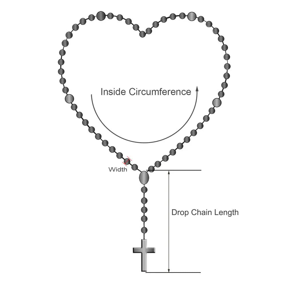 8MM Glow In The Dark Rosary Bead Chain Necklaces For Women INRI Crucifix Cross Pendant luminous Necklace Religious Jewelry