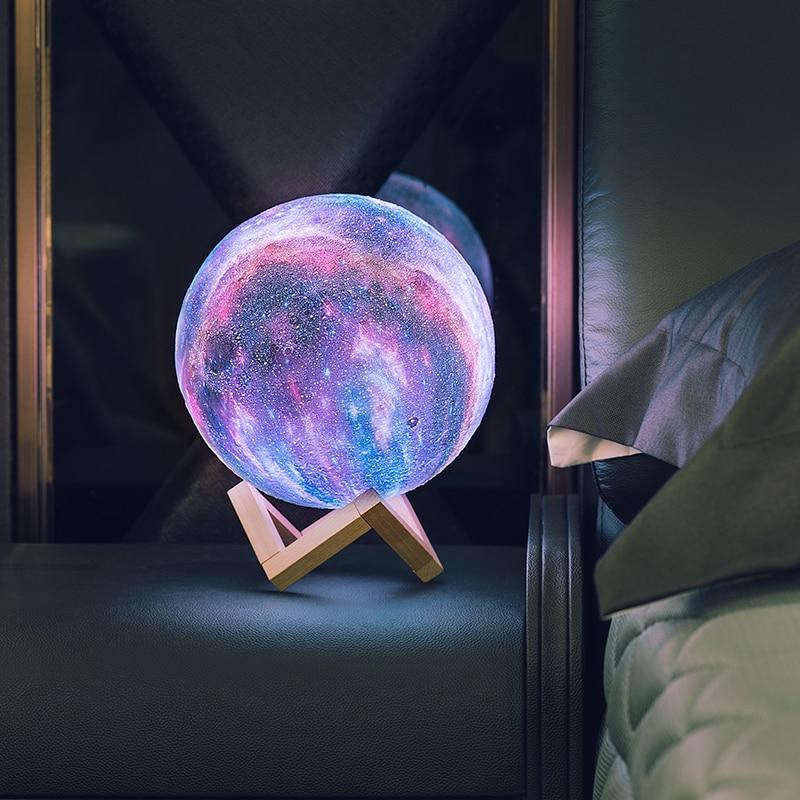 3D Galaxy Moon Lamp Multicolor LED Night Light with Touch Control
