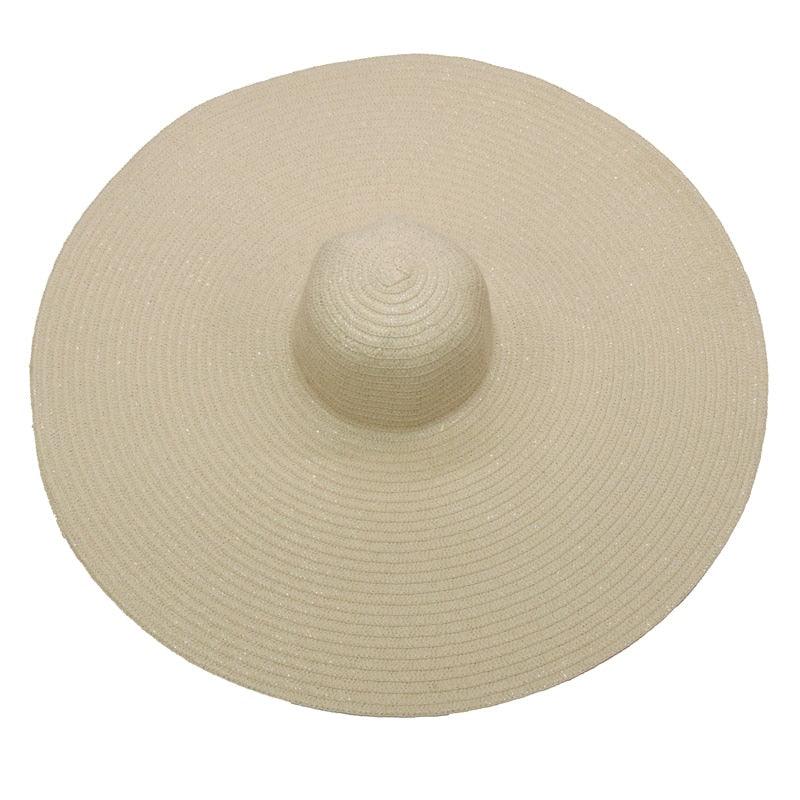 Women's Oversized Foldable Straw Beach Sun Hat Wide Brim UV Cap