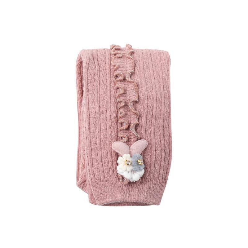 Baby Girls Cute Rabbit Knit Leggings - Soft Skinny Trousers