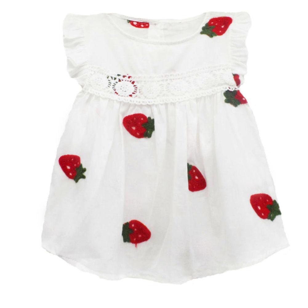 Summer Pineapple Print Baby Girl Frill Sleeve Cotton A-Line Dress