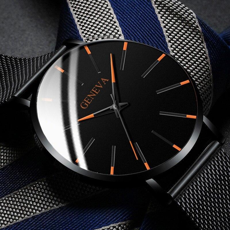 Minimalist Ultra-Thin Men’s Stainless Steel Mesh Quartz Watch