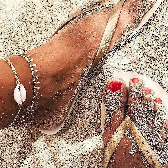 Gold Bohemian Shell and Starfish Anklet for Women Summer Beach