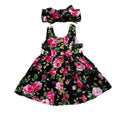 Baby Girls Floral Print Summer Dress with Bow and Headband Set
