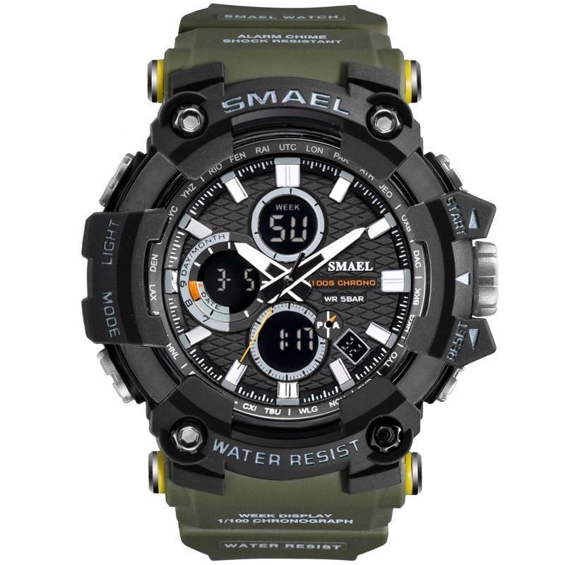 Men's Waterproof Military Sports Digital Watch - Black & Orange