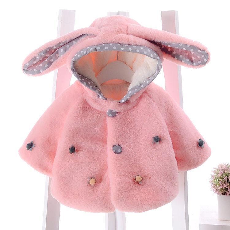 Baby Toddler Faux Fur Winter Coat with Rabbit Ear Hood