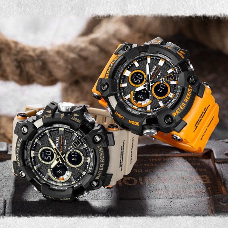 Men's Waterproof Military Sports Digital Watch - Black & Orange