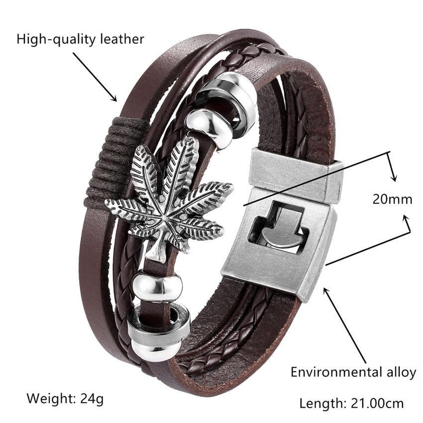 Multilayer Braided Leather Anchor Bracelet with Magnetic Clasp