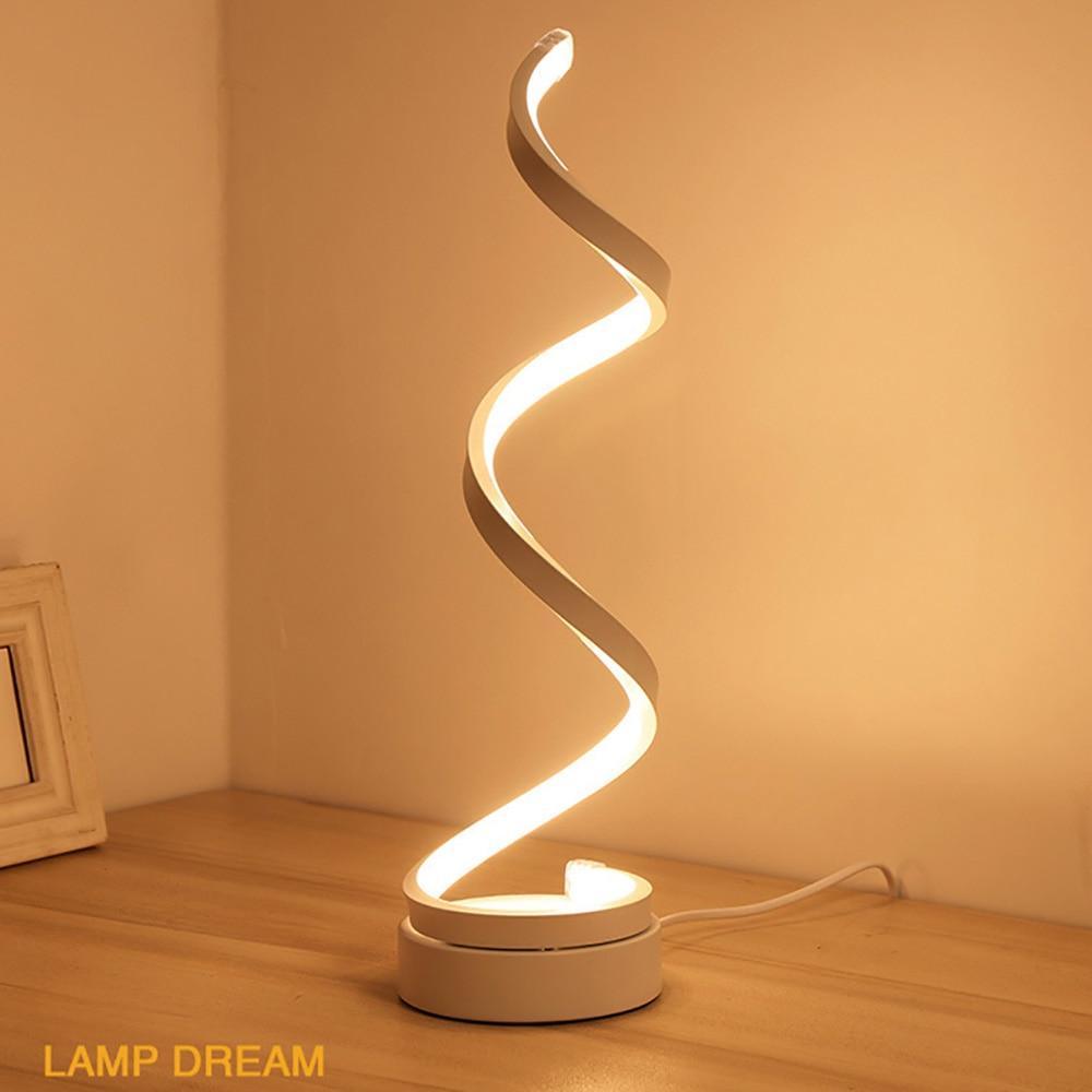 Modern Spiral LED Table Lamp - Dimmable Warm White Desk Light