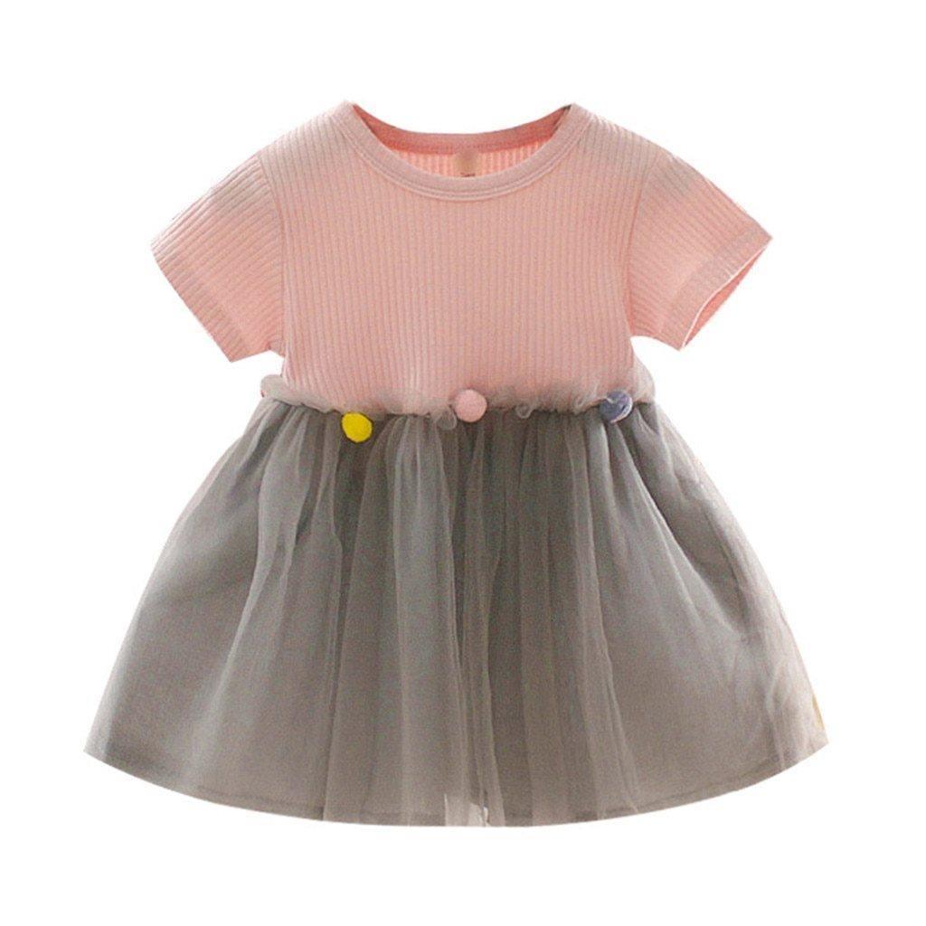 Toddler Girls Patchwork Tulle Princess Dress Casual Knit Playwear
