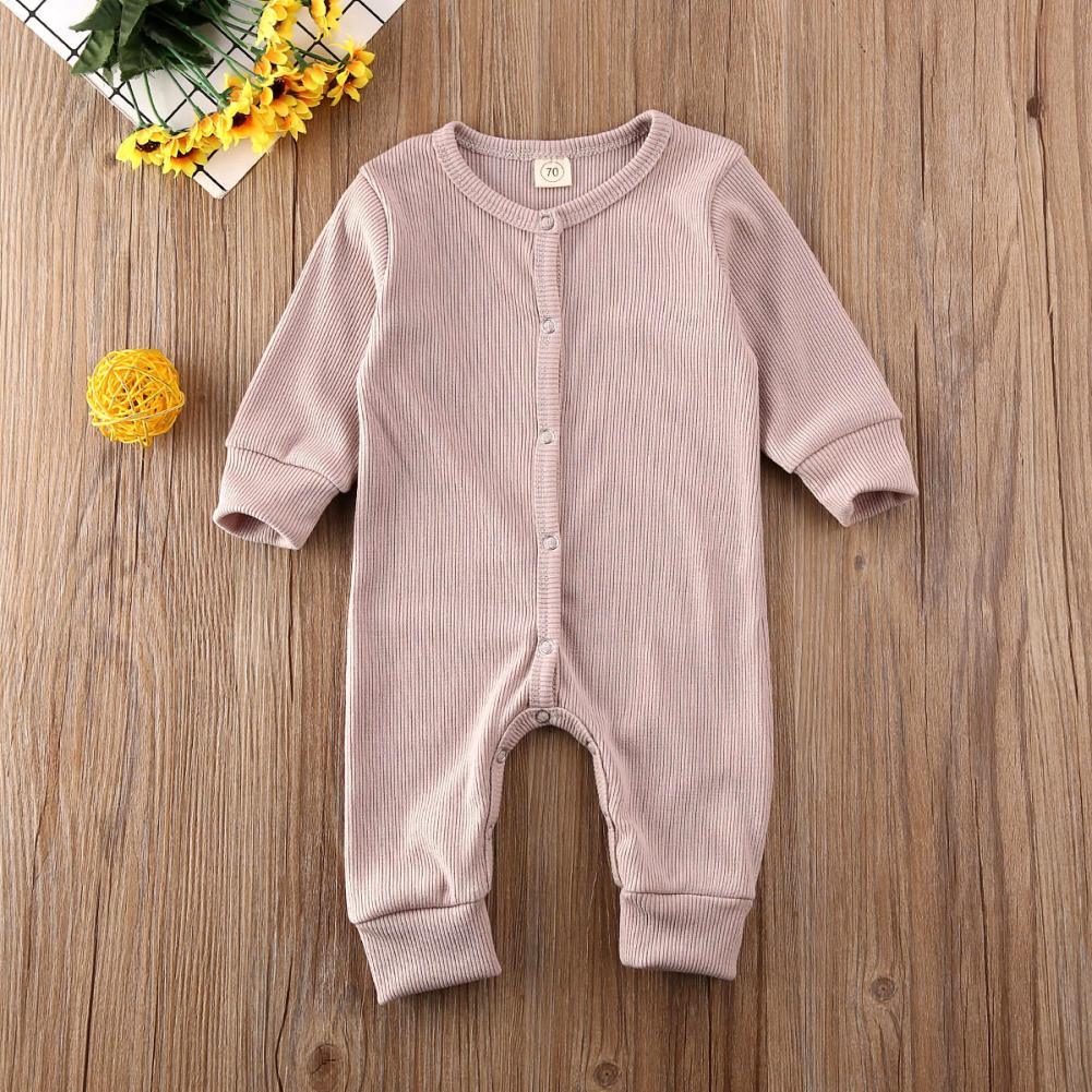 Minimalist Baby Knitted Long Sleeve Romper in Muted Earth Tones