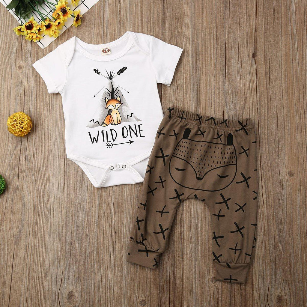 Unisex Cartoon Animal Print Short Sleeve Cotton Romper