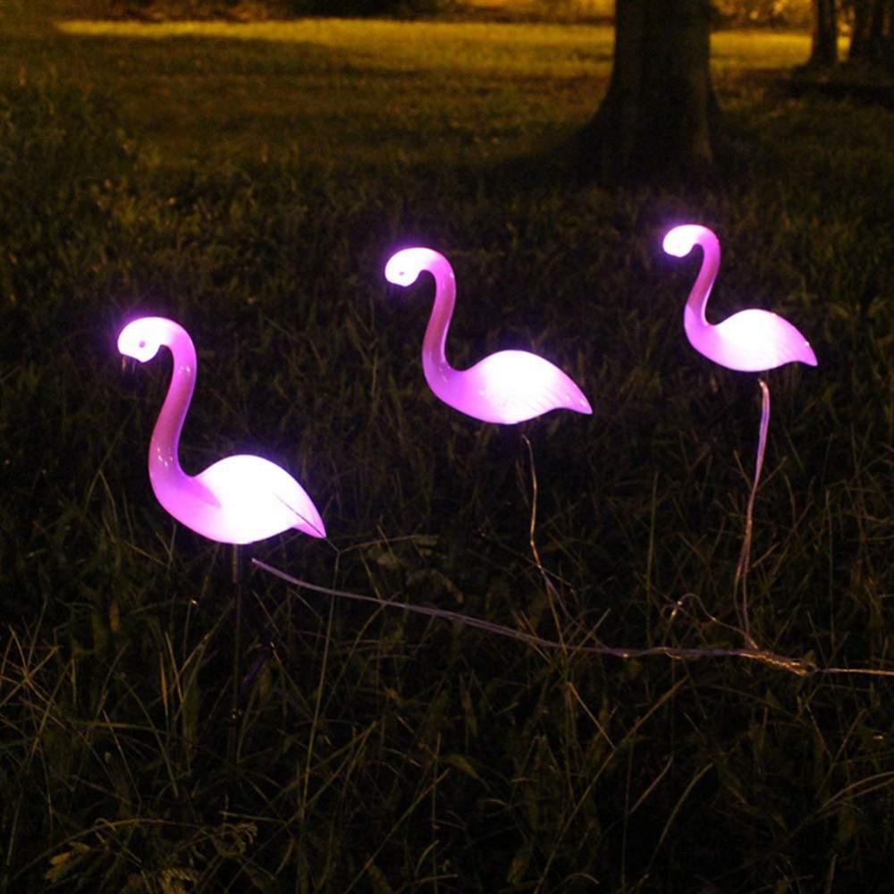 3-Piece Flamingo Solar LED Garden Lights for Whimsical Landscaping