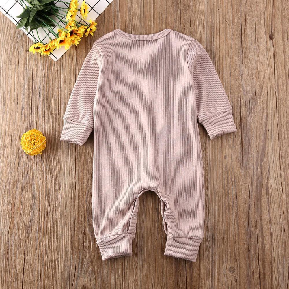 Minimalist Baby Knitted Long Sleeve Romper in Muted Earth Tones