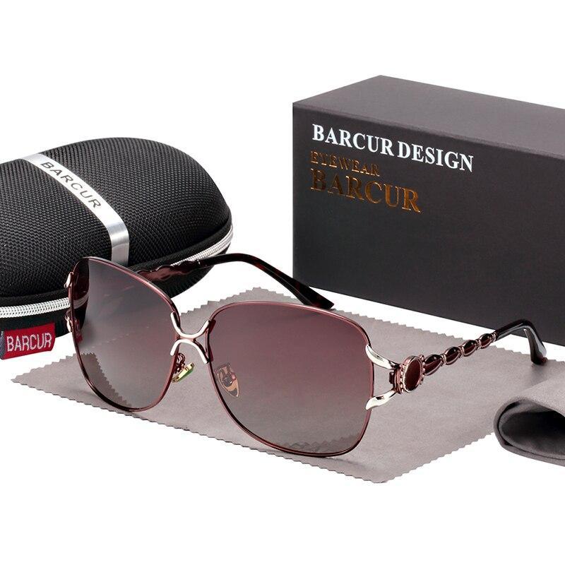 Oversized Polarized Luxury Sunglasses with Pearl Detail - Ladies