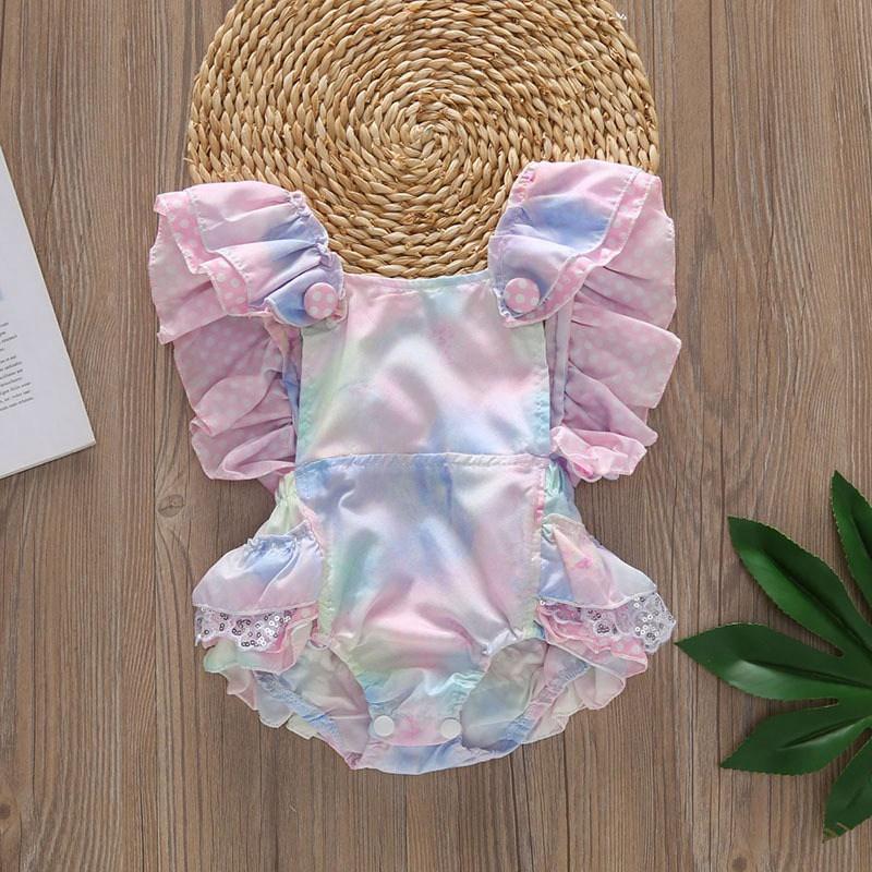 Baby Girl Floral Tutu Romper with Bowknot Detail