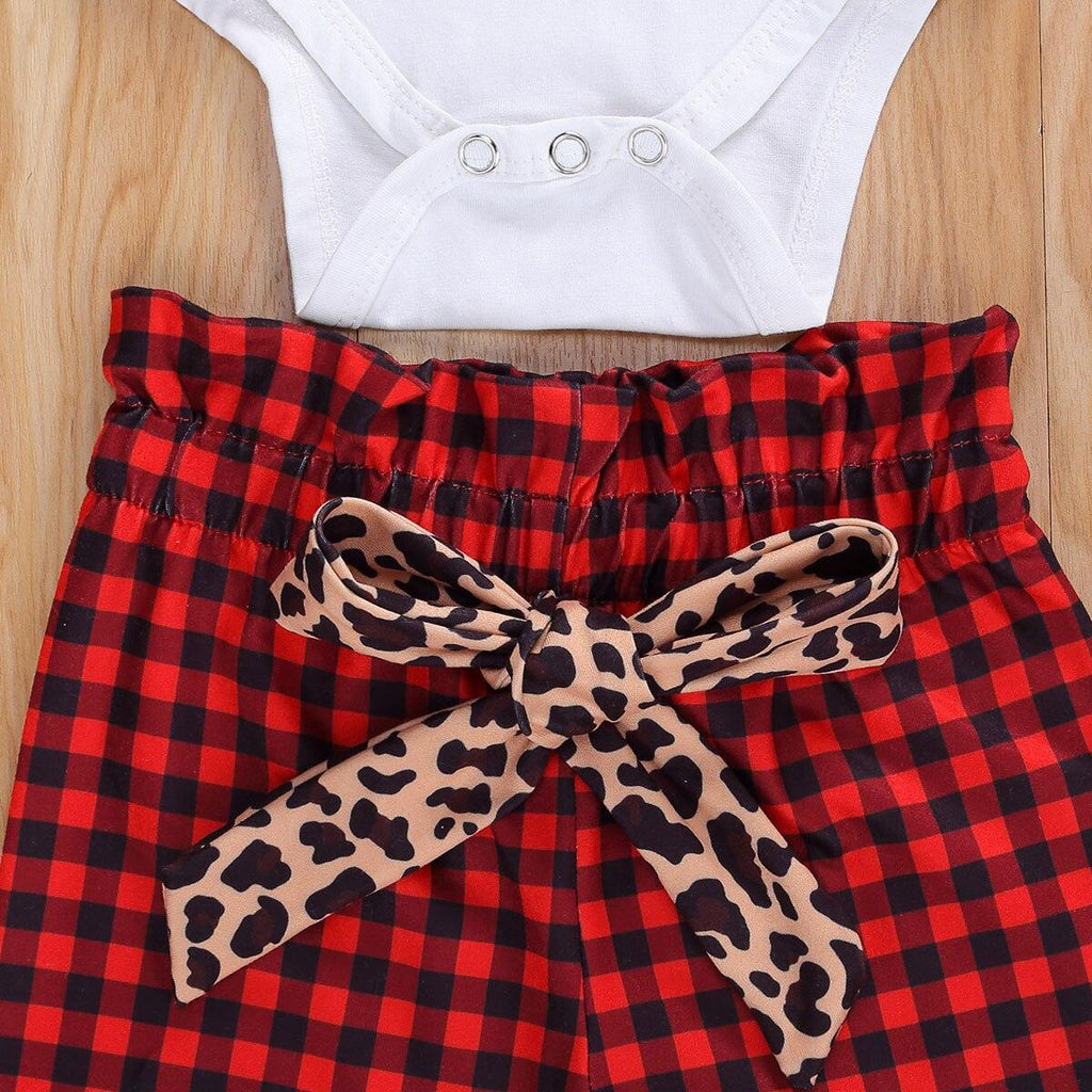 Newborn Baby Christmas Tree Pullover Top and Leopard Pants Set