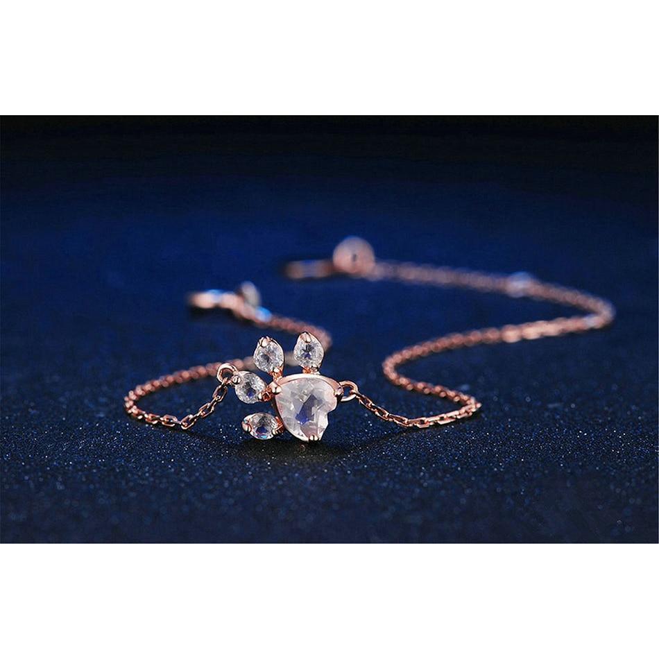 Rose Gold Pet Paw Heart Bracelet - AAA Cubic Zircon Luxury