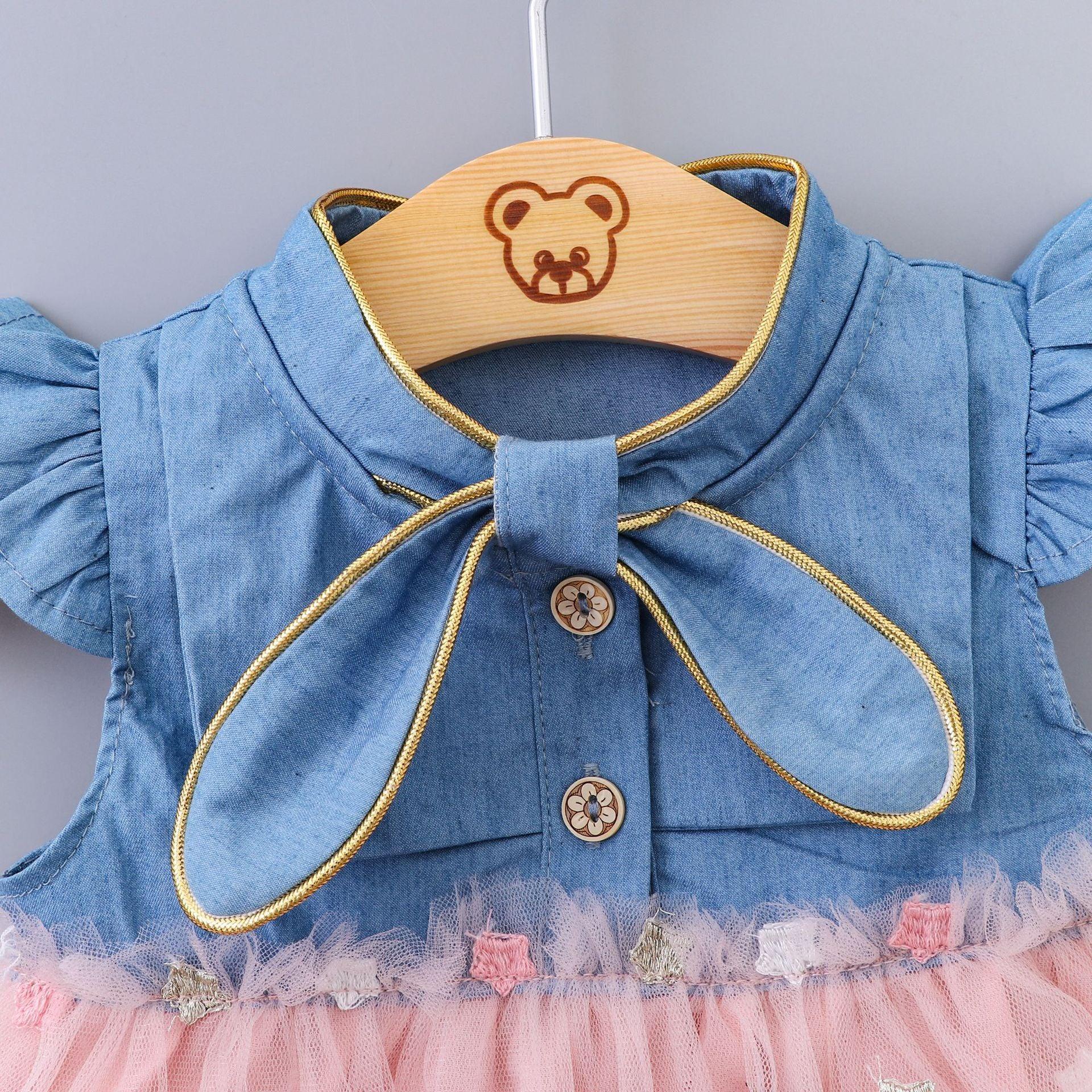 Baby Girl Tulle Tutu Dress - Elegant Denim Princess Party Outfit