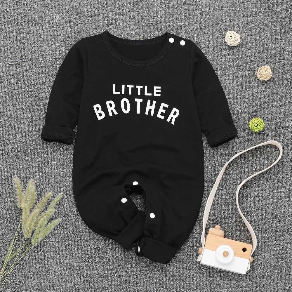 Infant Little Brother Knit Long Sleeve Romper - Comfy Casual Jumpsuit