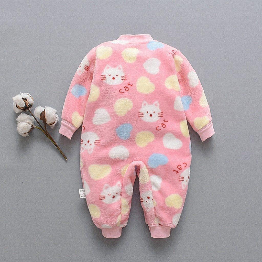 Infant Cartoon Animal Fleece Romper - Warm Plush Jumpsuit