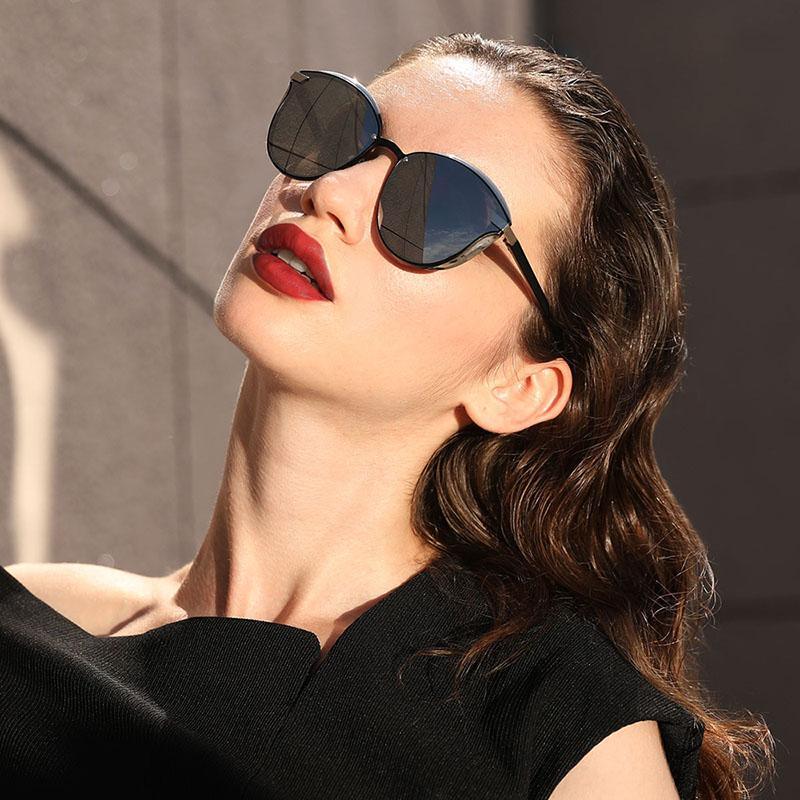 Retro Rimless Polarized Sunglasses for Women UV400 Protection