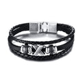 Vintage Men's Leather Playing Card Charm Multilayer Bracelet