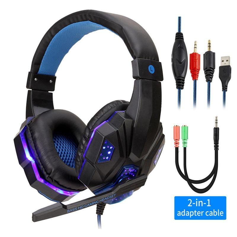 LED Bass Stereo Gaming Headset with Mic for PC & Console