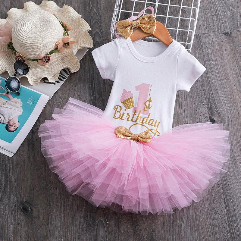 Baby Girl 1st Birthday Unicorn Tutu Dress - Pink & Gold Party Outfit