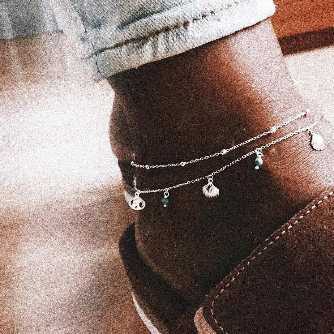 Gold Bohemian Shell and Starfish Anklet for Women Summer Beach