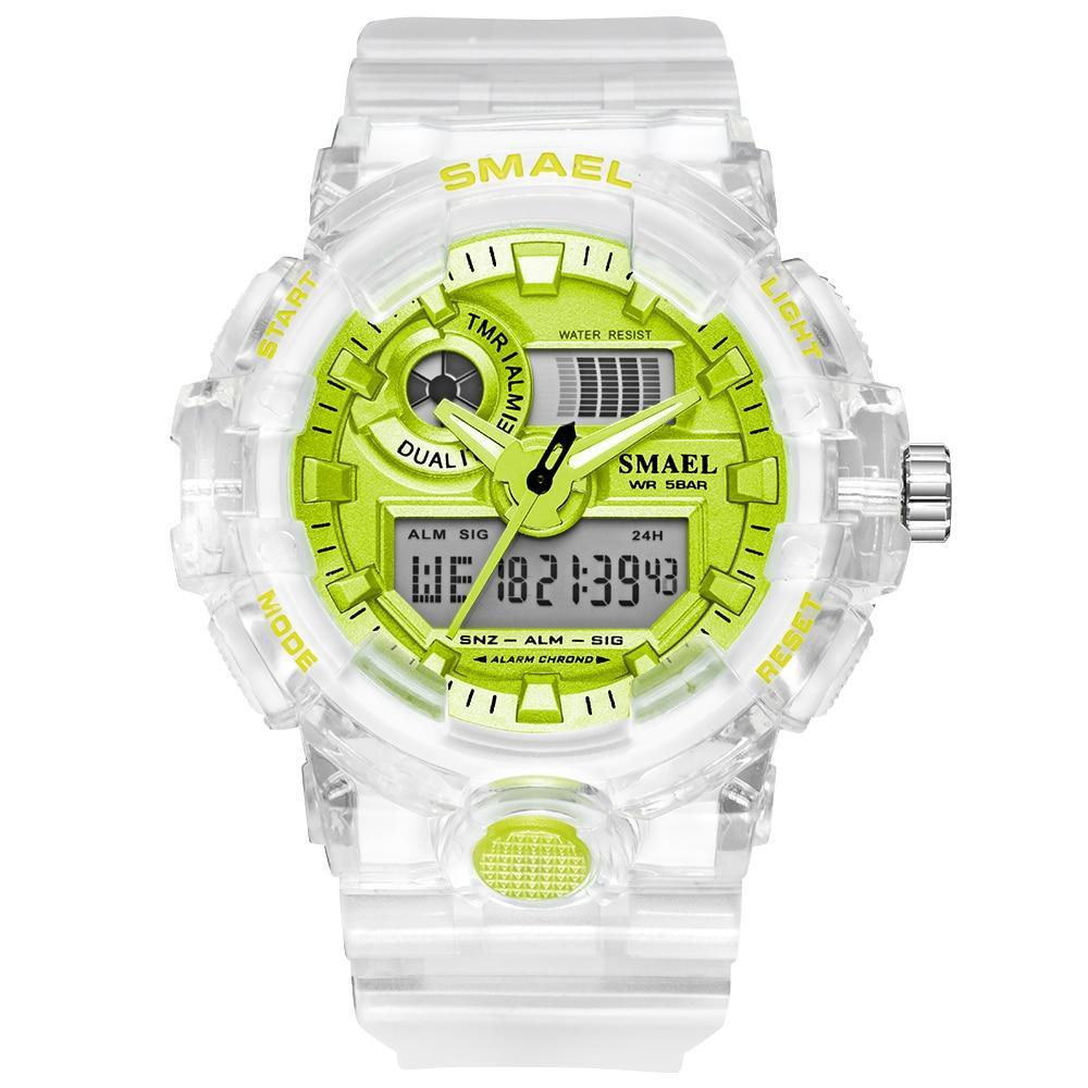 Stevvex sport digital and analog waterproof military wristwatch with black resin strap