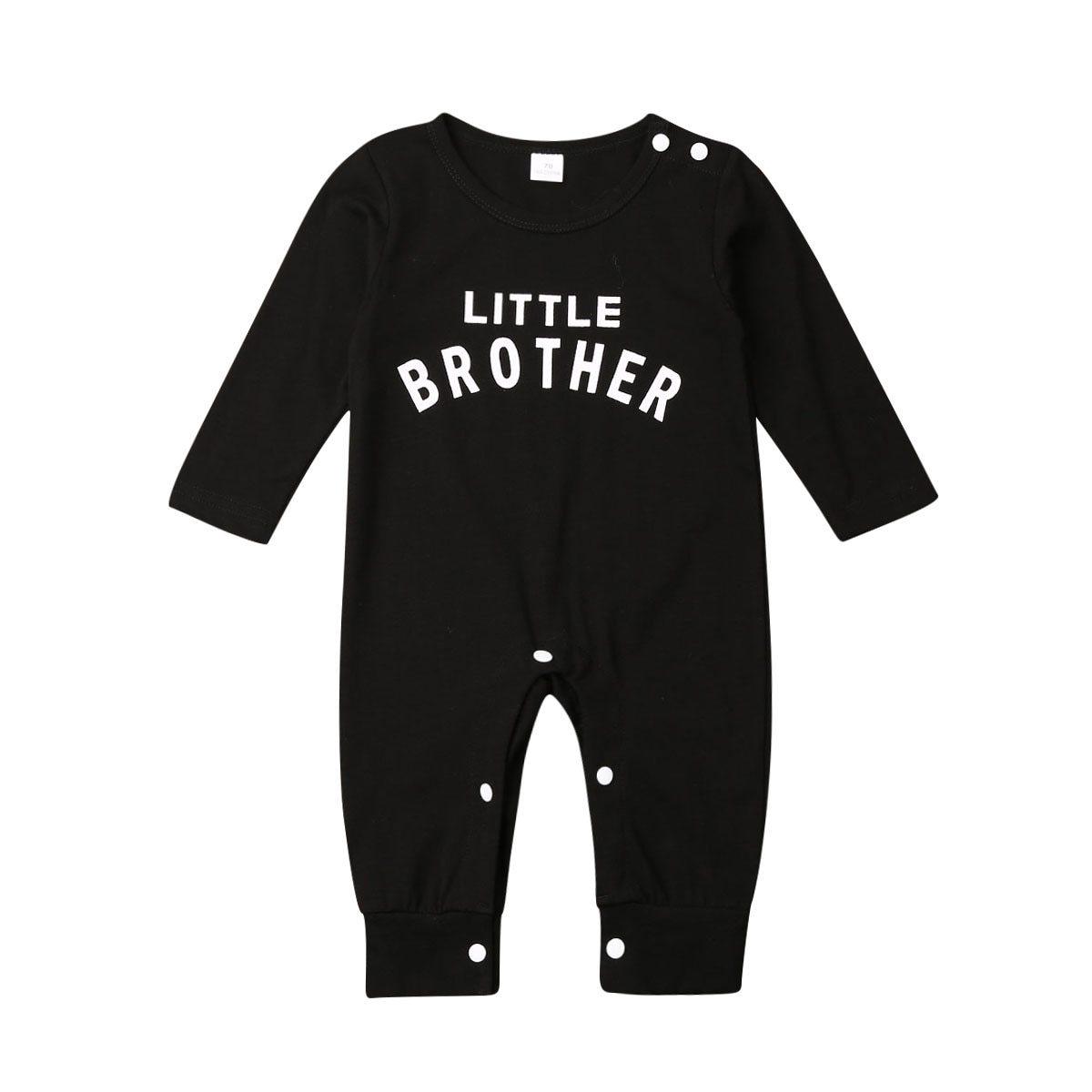 Infant Little Brother Knit Long Sleeve Romper - Comfy Casual Jumpsuit
