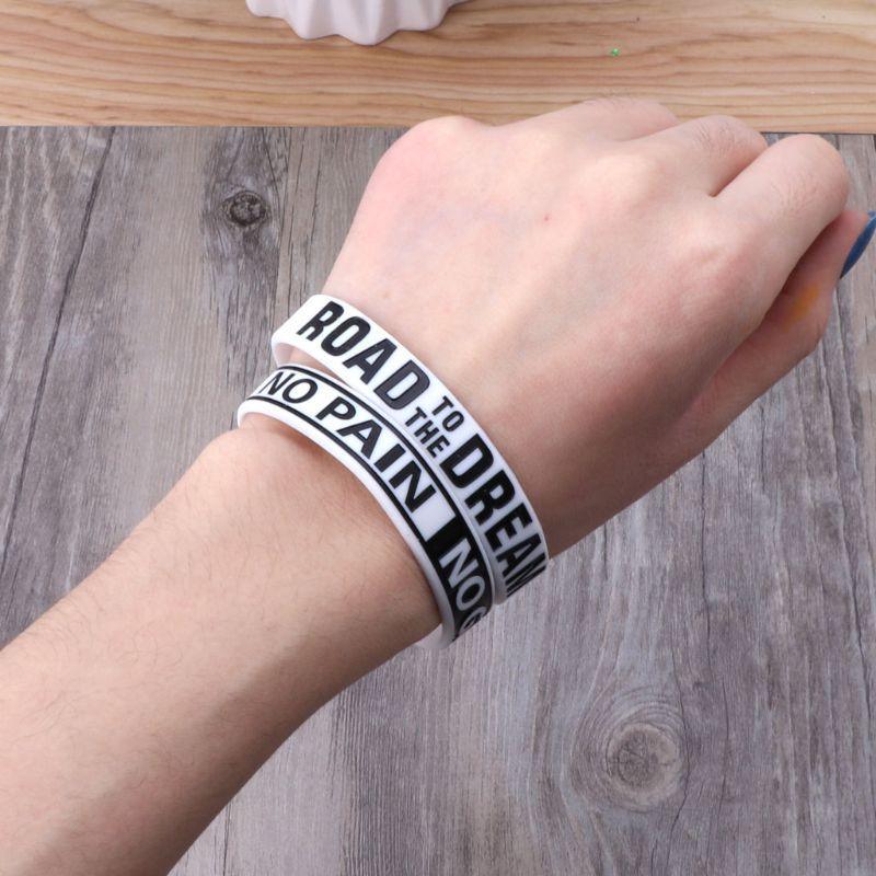 Motivational Silicone Wristband Bracelet Set - Black, White, Red