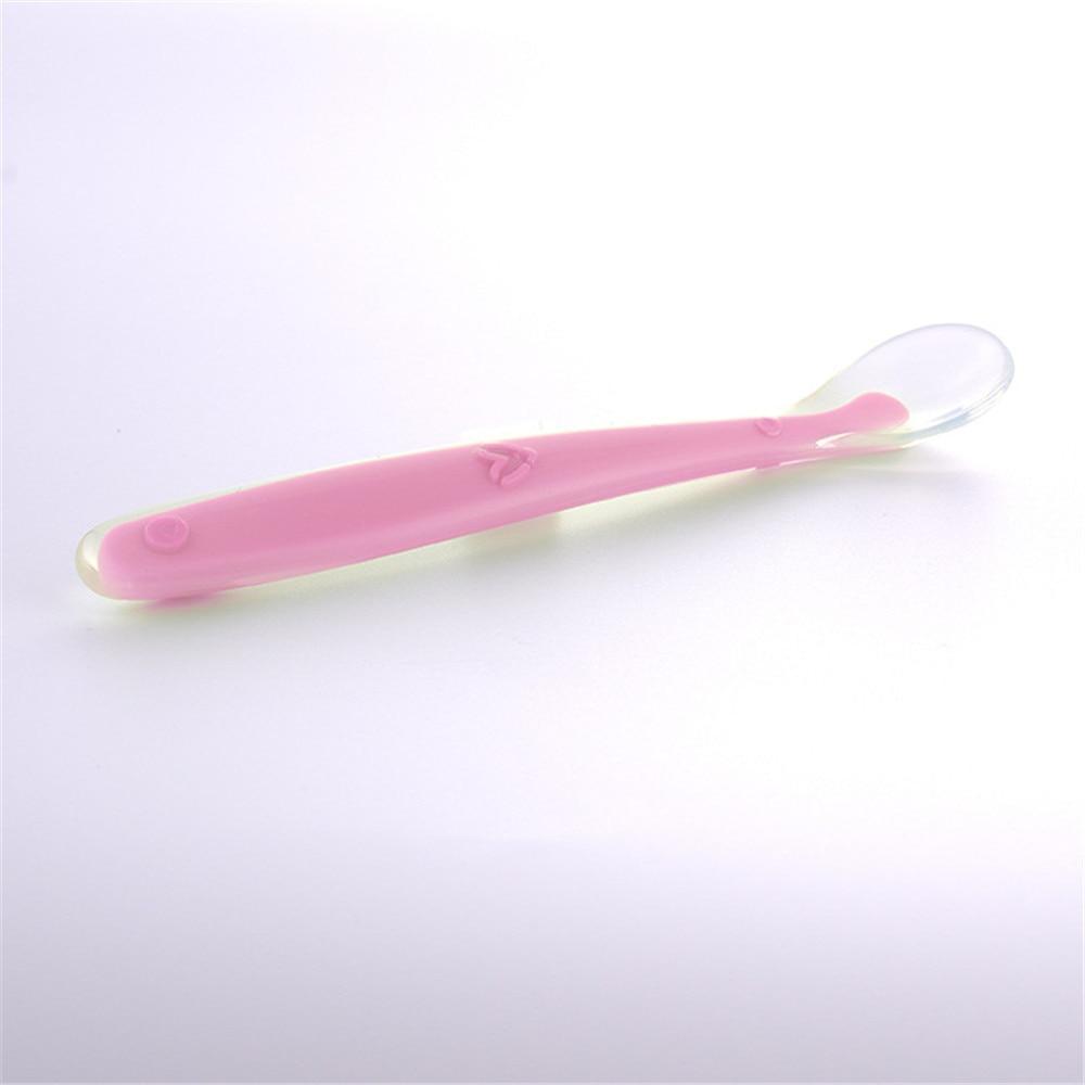 Soft Silicone Candy Color Baby Spoon for Self-Feeding Training