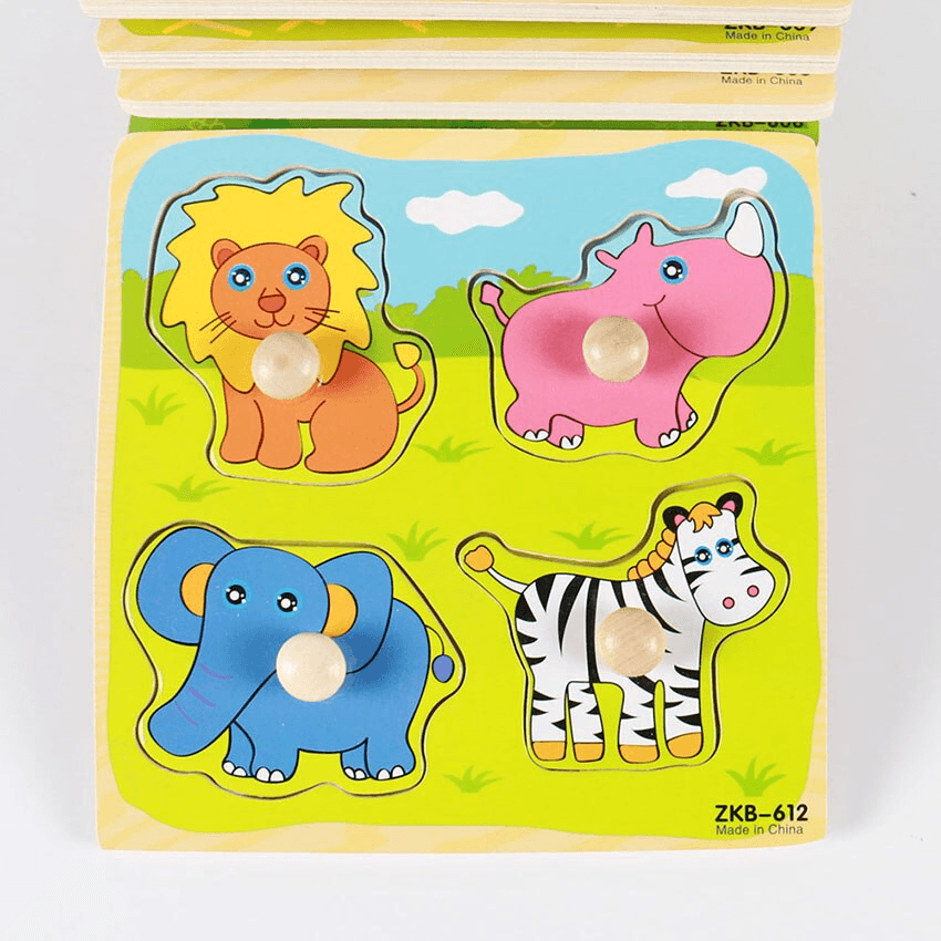 Wooden Montessori Grab Board Puzzle for Early Learning & Play