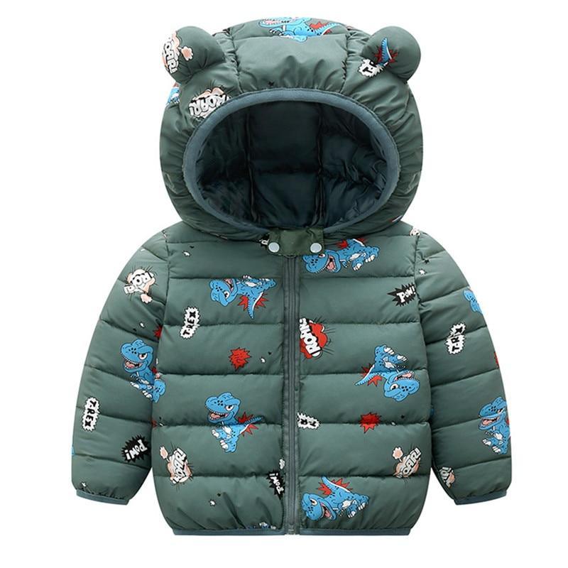 Playful Hooded Winter Jacket with Bear Ears for Kids