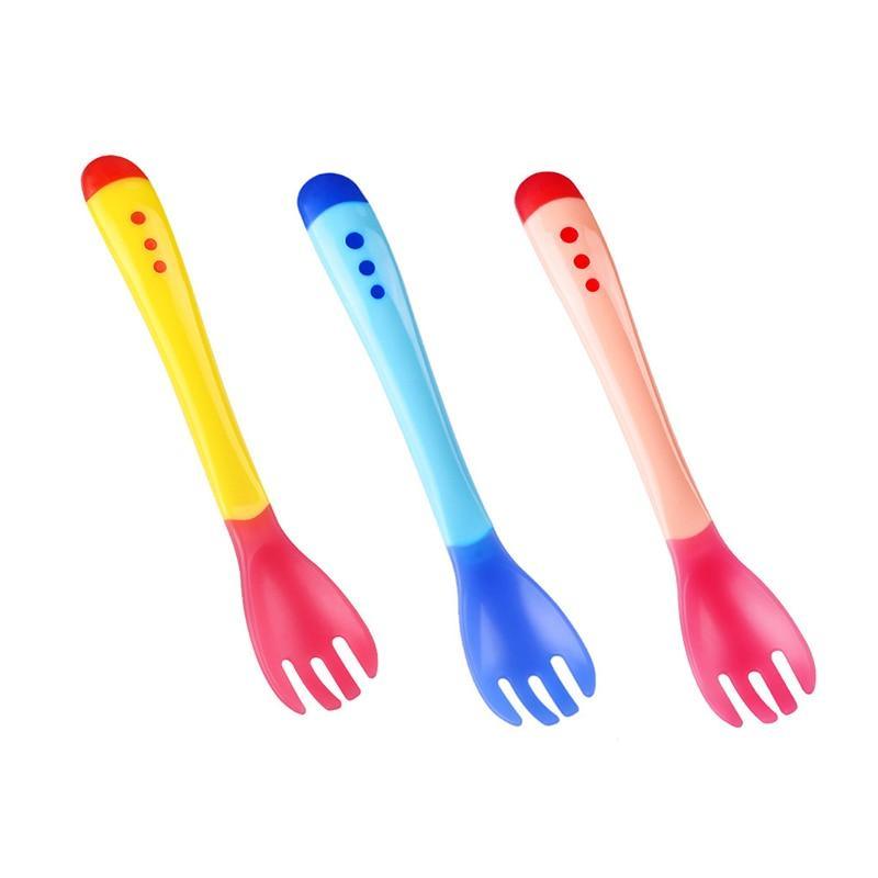 Baby Temperature Sensing Spoon and Fork Set for Safe Feeding