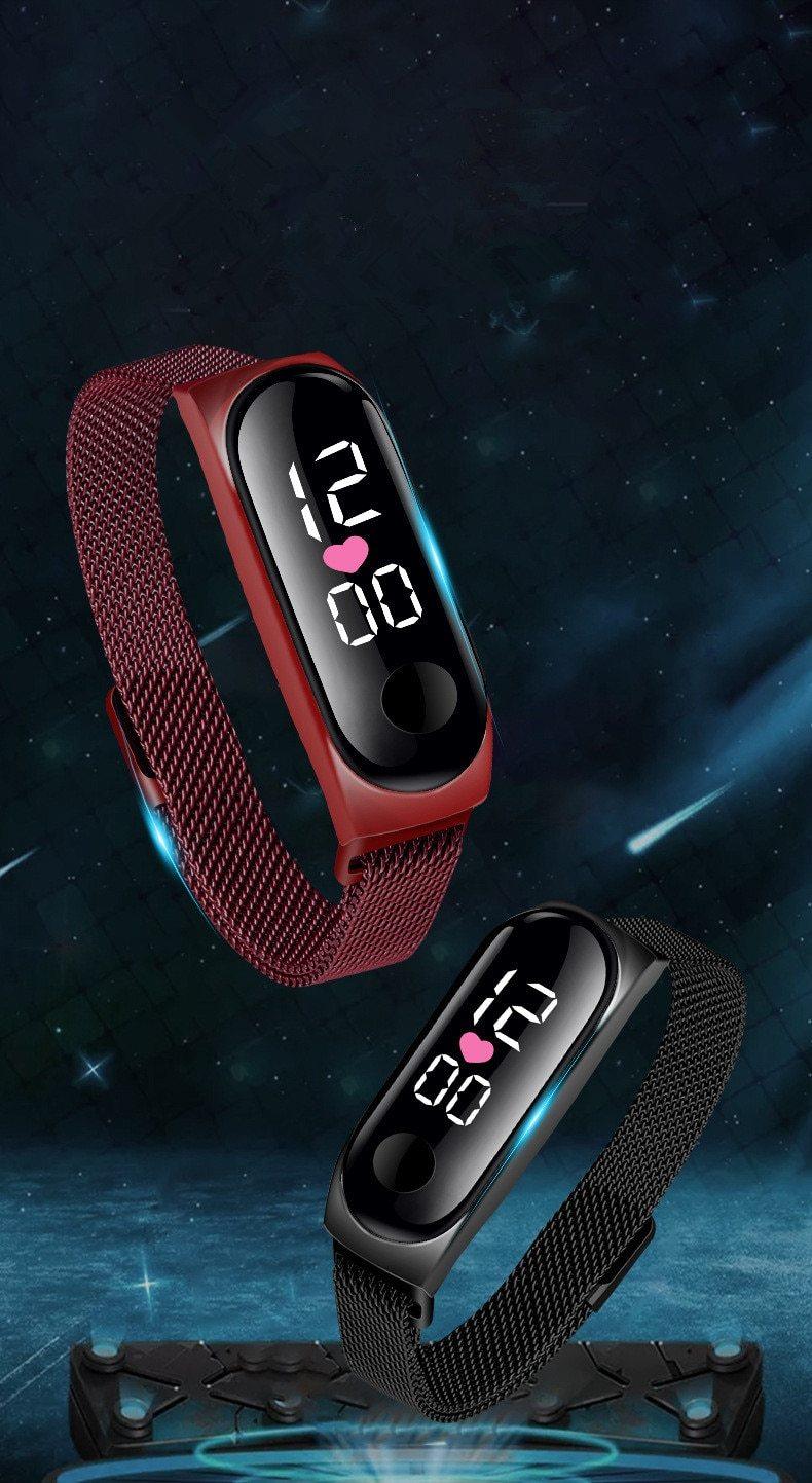Minimalist Digital Business Watch with Folding Clasp & LED Display
