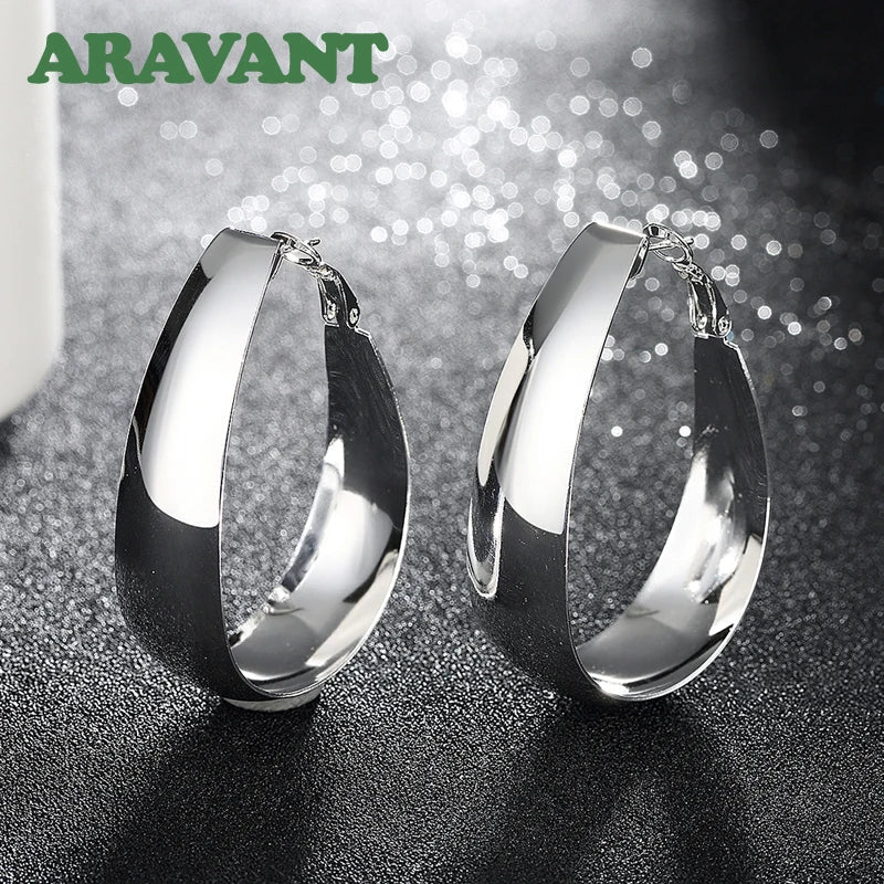 Aravant 925 Silver Smooth U Shaped Hoop Earrings For Women Fashion Jewelry