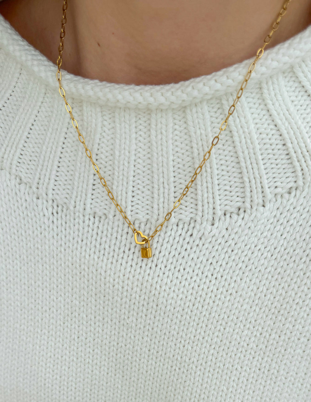 Heart Lock Paperclip Chain Necklace - Meaningful Christian Jewelry