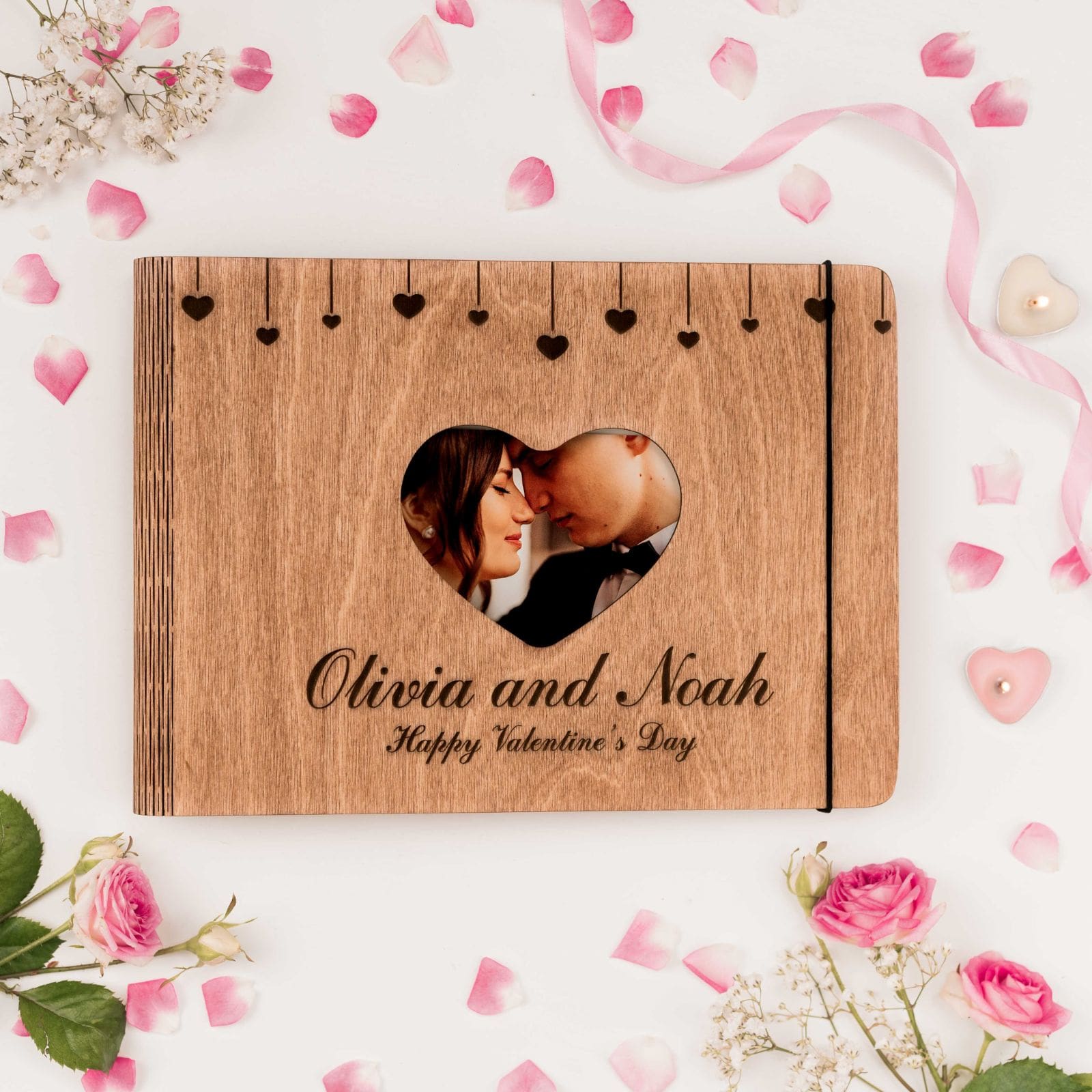Minimalist Wooden Heart Photo Album - Rustic Memory Keepsake