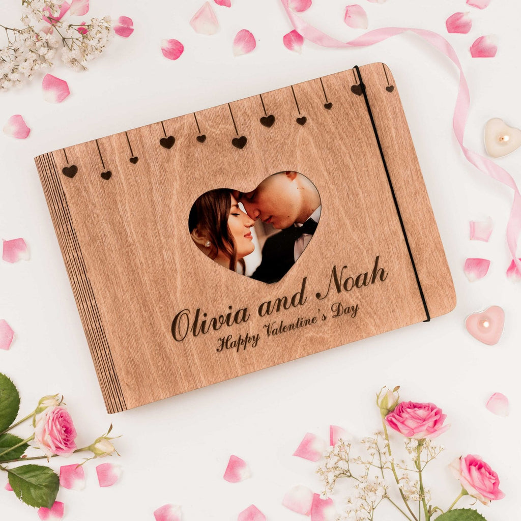 Minimalist Wooden Heart Photo Album - Rustic Memory Keepsake