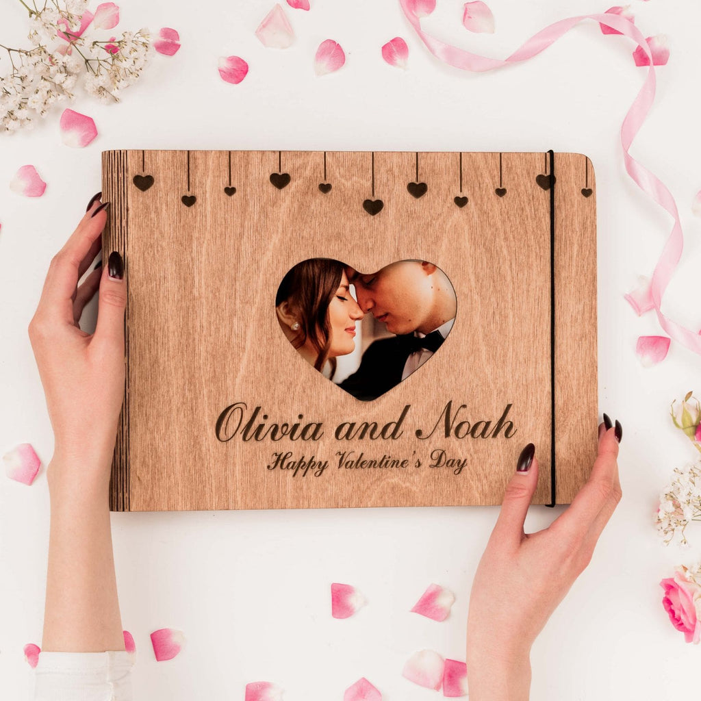 Minimalist Wooden Heart Photo Album - Rustic Memory Keepsake