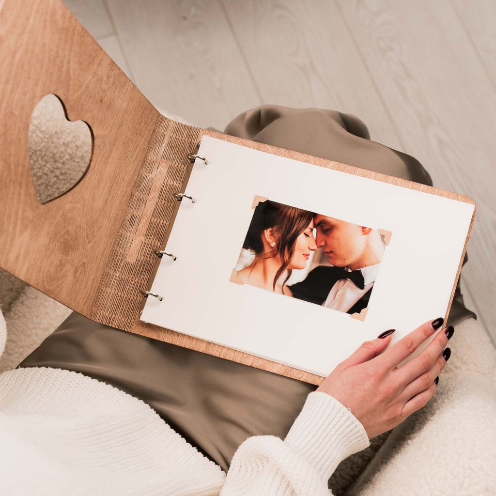 Minimalist Wooden Heart Photo Album - Rustic Memory Keepsake
