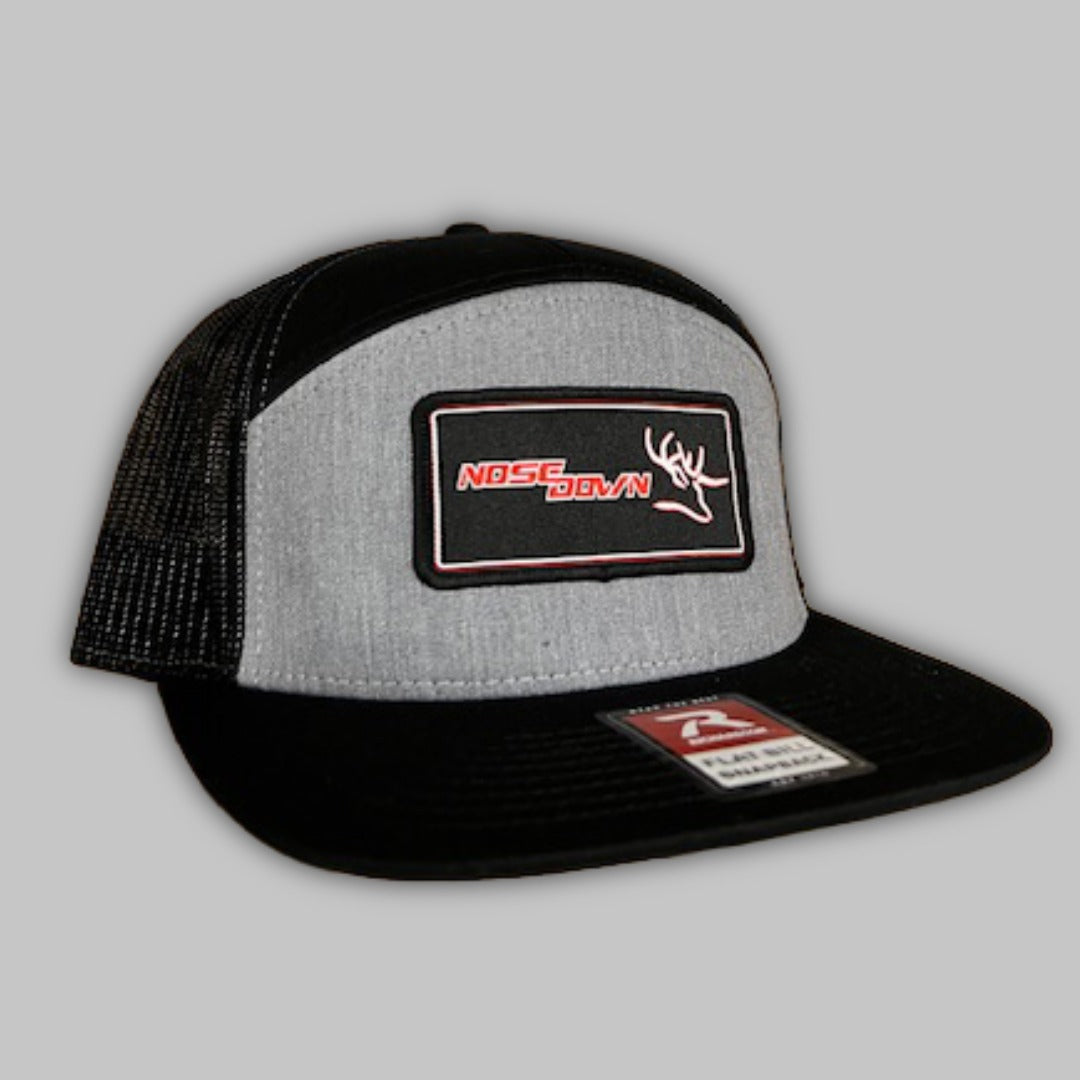 Black and Red Woven 7 Panel Hat - Bold Performance Cap