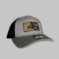 Coon Hunter branded trucker hat with mesh back for outdoor hunting