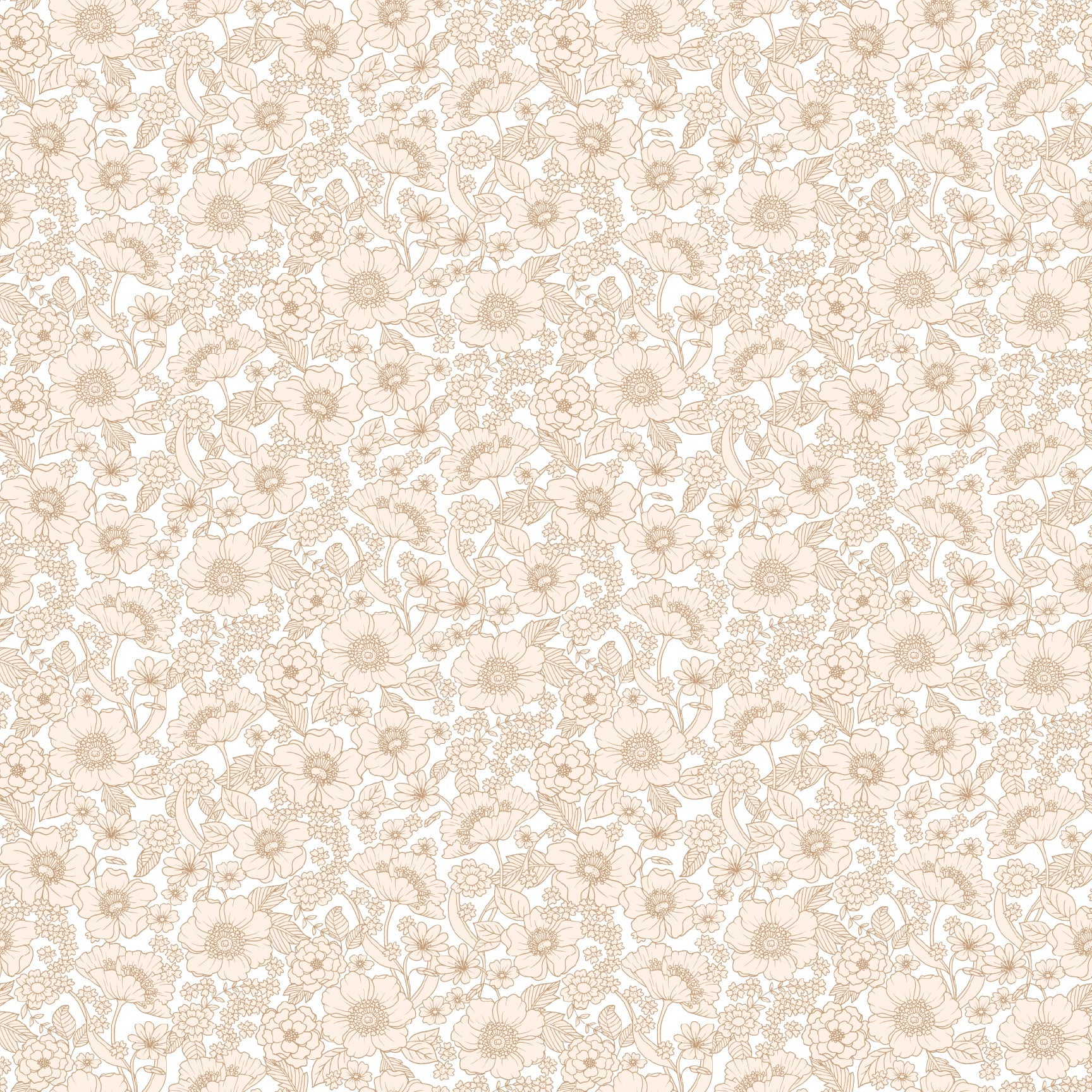 Heather Floral Removable Wallpaper in Soft Peach and Cream Vintage