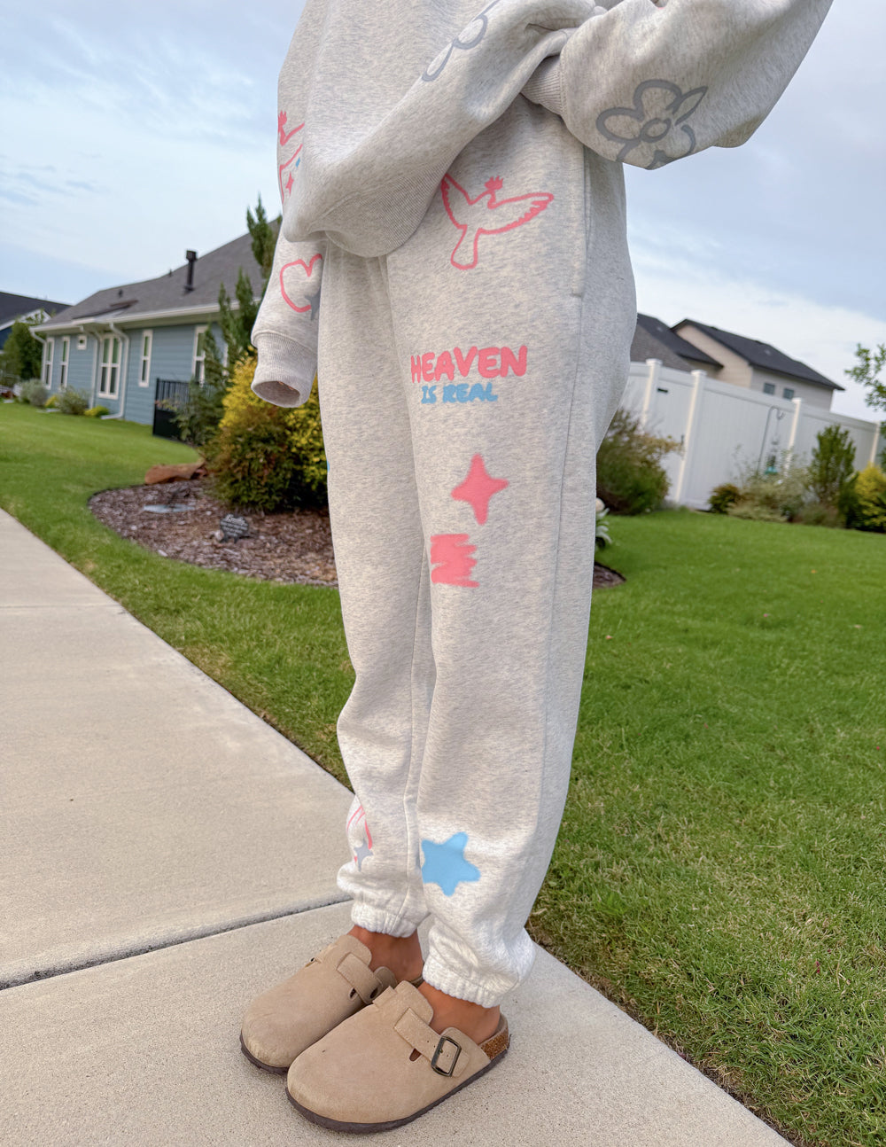 Heaven Is Real Unisex Sweatpants - Relaxed Fit Heather Grey