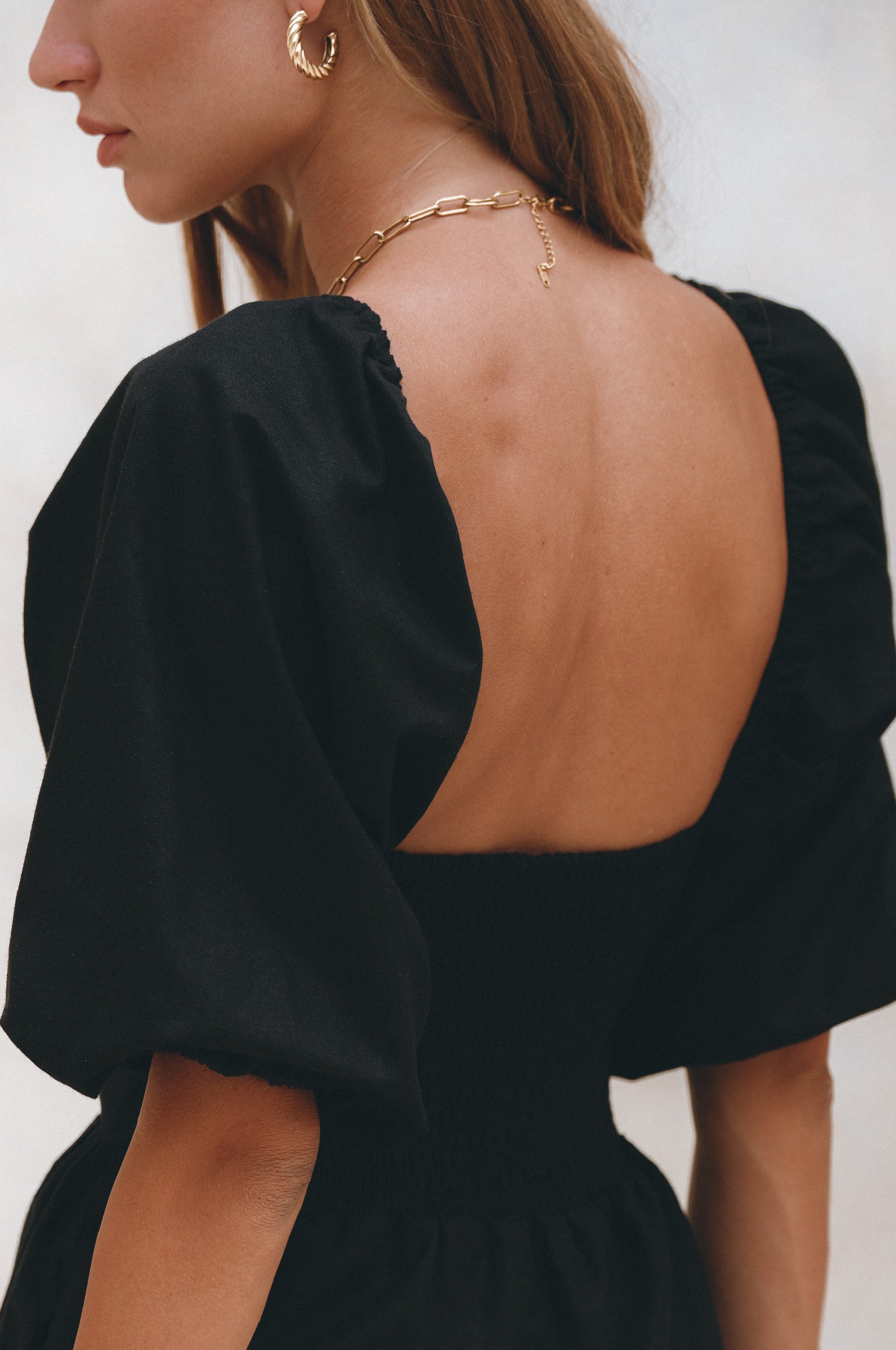 Women's Organic Linen Jumpsuit - Smocked Back