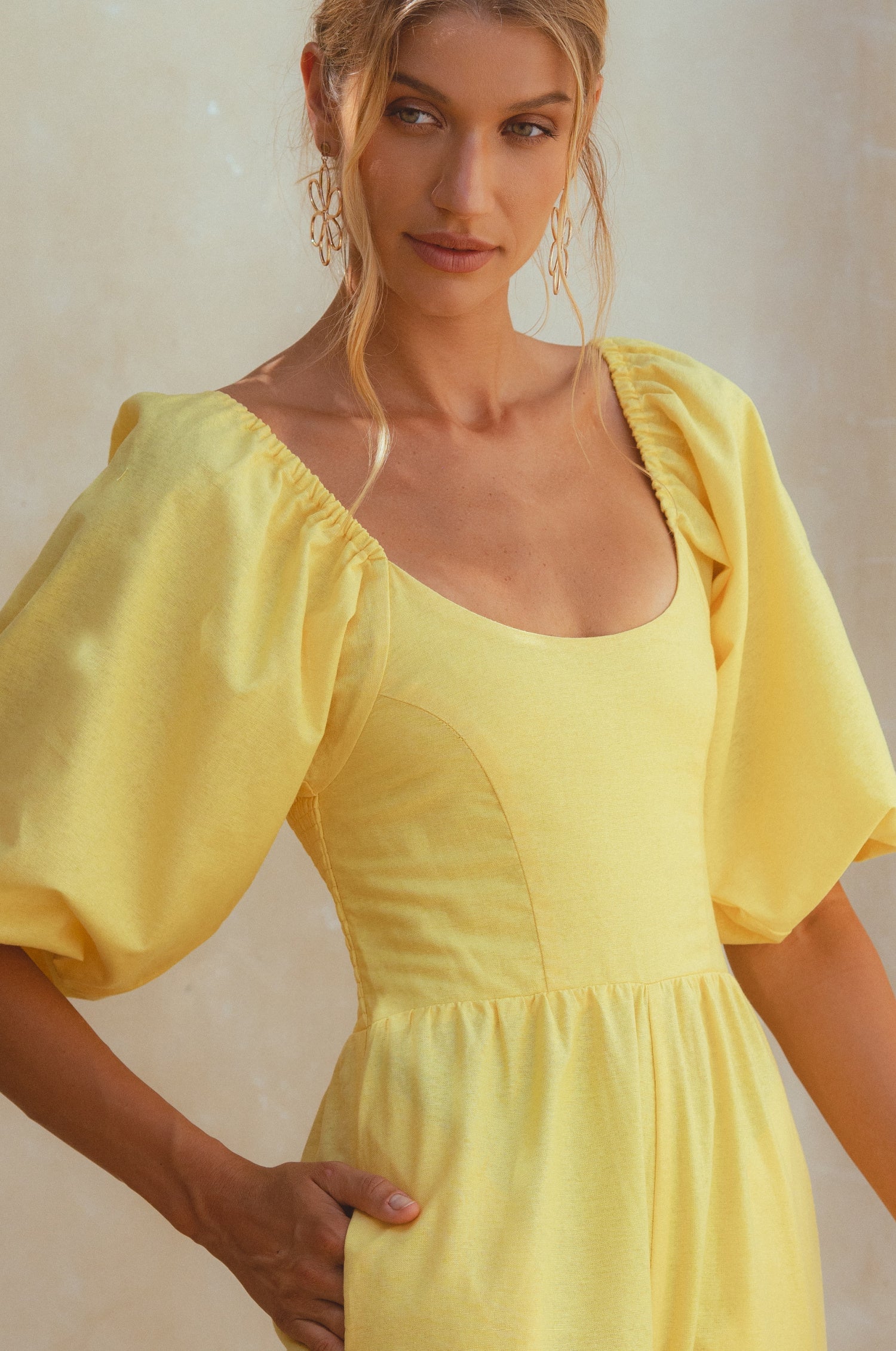 Women's Organic Linen Jumpsuit - Smocked Back